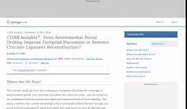 
							         CORR Insights®: Does Anteromedial Portal Drilling Improve Footprint ...								  
							    
