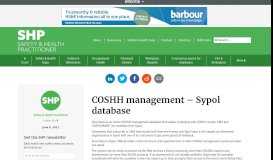 
							         COSHH management – Sypol database - SHP Online								  
							    