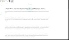 
							         CosmoLex Announces Approval from the Law Society of Alberta ...								  
							    