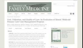 
							         Cost, Utilization, and Quality of Care: An Evaluation of Illinois ...								  
							    