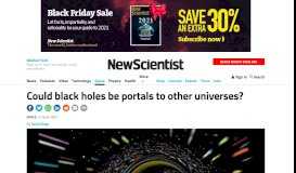 
							         Could black holes be portals to other universes? | New Scientist								  
							    