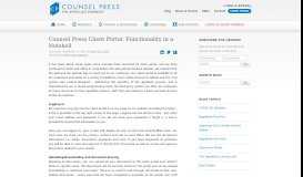
							         Counsel Press Client Portal: Functionality in a Nutshell								  
							    