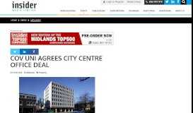 
							         Cov Uni agrees city centre office deal | Insider Media Ltd								  
							    