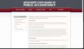 
							         CPE Online Reporting - Mississippi State Board of Public Accountancy								  
							    