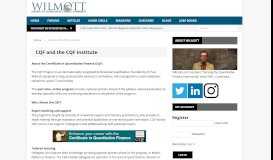 
							         CQF and the CQF Institute - Wilmott								  
							    
