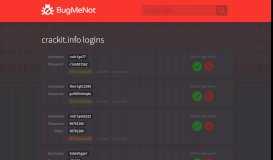 
							         crackit.info passwords - BugMeNot								  
							    