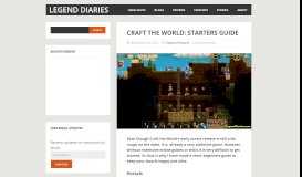 
							         Craft the World: Starters guide - Legend Diaries								  
							    