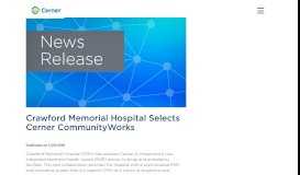 
							         Crawford Memorial Hospital Selects Cerner CommunityWorks								  
							    