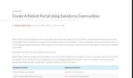 
							         Create a Patient Portal Using Salesforce Communities - Perficient Blogs								  
							    