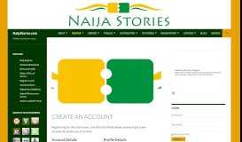 
							         Create an Account | NaijaStories.com								  
							    
