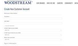 
							         Create New Customer Account - Woodstream								  
							    