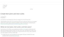 
							         Create test plans and suites - Azure Test Plans | Microsoft Docs								  
							    