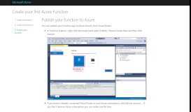 
							         Create your first Azure Function - 3. Publish your function - Visual Studio								  
							    