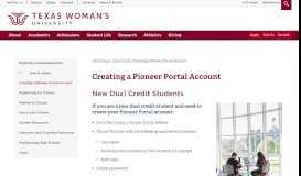 
							         Creating a Pioneer Portal Account - Dual Credit - Texas Woman's ...								  
							    