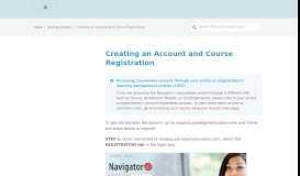 
							         Creating an Account and Course Registration – Navigator +								  
							    