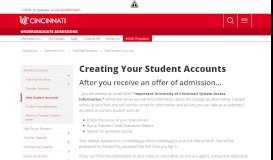 
							         Creating Your Student Accounts - Admissions - University of Cincinnati								  
							    