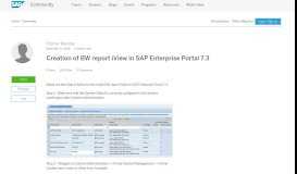 
							         Creation of BW report iView in SAP Enterprise Portal 7.3 | SAP Blogs								  
							    