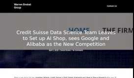 
							         Credit Suisse Data Science Team Leaves to Set up AI Shop, sees ...								  
							    