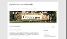 
							         creekviewadmin | Creekview Home Owner's Association								  
							    
