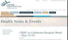 
							         CRHC to Celebrate Hospital Week - May 13-19 | Clarinda Regional ...								  
							    