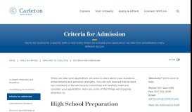 
							         Criteria for Admission | Carleton Admissions - Carleton College								  
							    