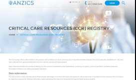 
							         Critical Care Resources (CCR) Registry - ANZICS								  
							    
