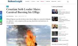 
							         Croatian Serb Leader Slates Carnival Burning his Effigy | Balkan Insight								  
							    