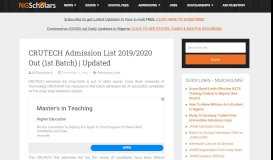 
							         CRUTECH Admission List 2018/2019 Out (1st Batch) | Updated ...								  
							    