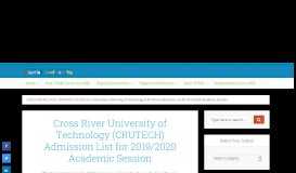 
							         CRUTECH Admission List for 2018/2019 Session is out [Updated]								  
							    