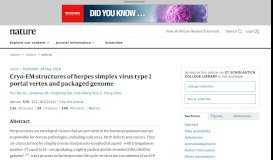 
							         Cryo-EM structures of herpes simplex virus type 1 portal vertex and ...								  
							    