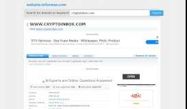 
							         cryptoinbox.com at Website Informer. Visit Cryptoinbox.								  
							    