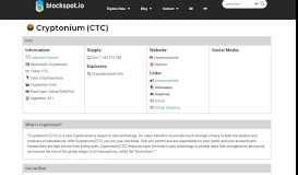 
							         Cryptonium (CTC) Price, Graph, Data and Info | Blockspot.io								  
							    