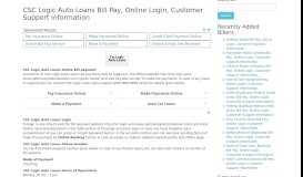 
							         CSC Logic Auto Loans Bill Pay, Online Login, Customer Support								  
							    