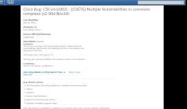 
							         CSCvm10855 - [CDETS] Multiple Vulnerabilities in ... - Cisco Bug								  
							    