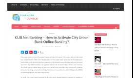 
							         CUB Net Banking - How to Activate City Union Bank Online ...								  
							    
