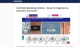 
							         CUB Net Banking Online – How To Register & Activate ...								  
							    