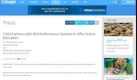 
							         CUES Partners with BVS Performance Systems to Offer Online ...								  
							    