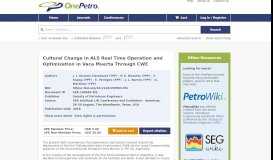 
							         Cultural Change in ALS Real Time Operation and ... - OnePetro								  
							    