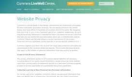 
							         Cummins LiveWell Center » Website Privacy								  
							    