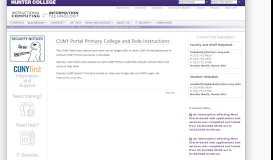 
							         CUNY Portal Primary College and Role Instructions — Hunter College								  
							    