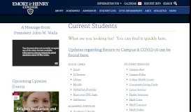 
							         Current Students • Homepage • Emory & Henry - Emory & Henry College								  
							    