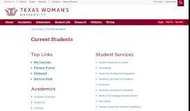 
							         Current Students - - Texas Woman's University								  
							    