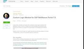 
							         Custom Login Module for SAP NetWeaver Portal 7.5 | SAP Blogs								  
							    
