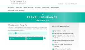 
							         Customer login - Debenhams Travel Insurance								  
							    