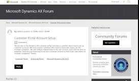 
							         Customer Portal Account Setup - Microsoft Dynamics AX Forum ...								  
							    