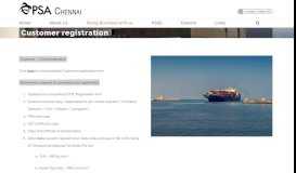 
							         Customer registration – PSA CHENNAI - cITPL								  
							    