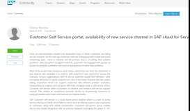 
							         Customer Self Service portal, availability of new service ... - SAP Blogs								  
							    