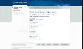 
							         Customer Service Numbers - Companion Life								  
							    