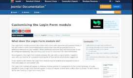 
							         Customising the Login Form module - Joomla! Documentation								  
							    