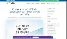
							         Customize InforCRM / SalesLogix customer portal security - XTIVIA								  
							    